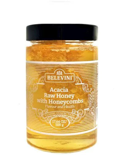 BELEVINI ACACIA RAW HONEY WITH HONEYCOMB 500gr