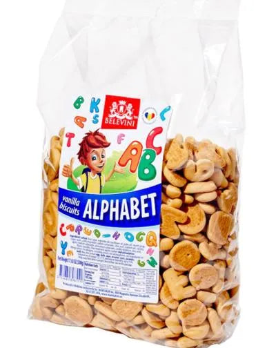 BELEVINI ALPHABET VANILLA BISCUITS 500gr