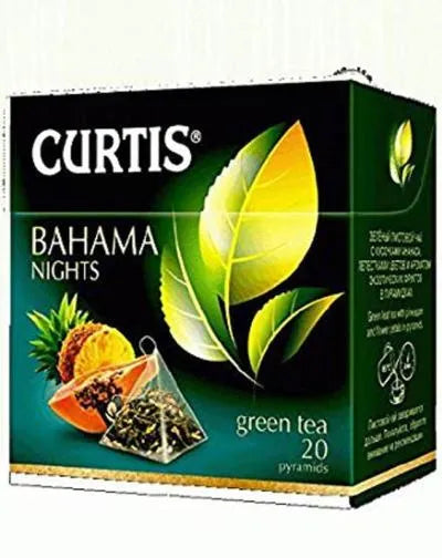 CURTIS BAHAMA NIGHTS GREEN TEA. 20 PIRAMID TEABAGS