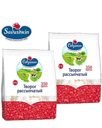 COTTAGE CHEESE CRUMBLY (TVOROG) 9% 350gr